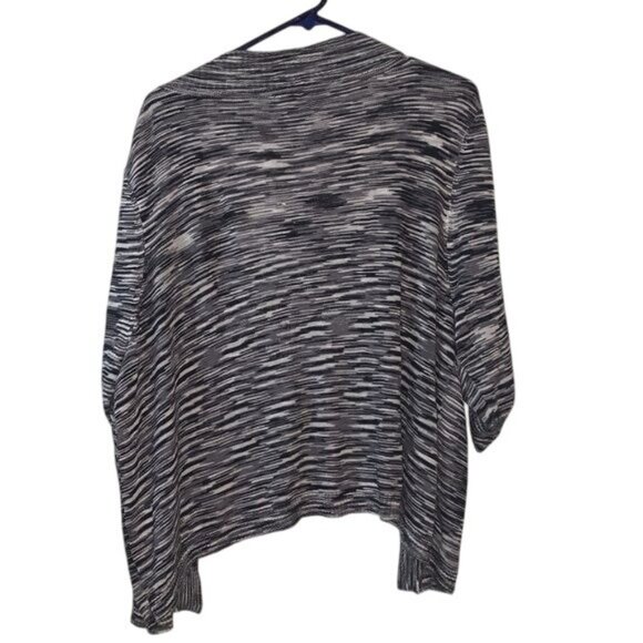 Cato Woman Open Front Cardigan 22/24W Gray/Black Striped 60% Cotton 40% Rayon - Picture 4 of 6